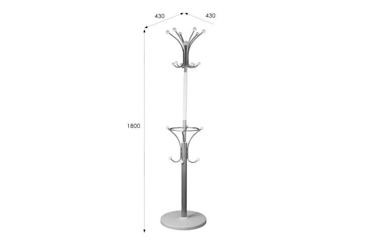 Вешалка напольная Д 2 металлик/ белый-6