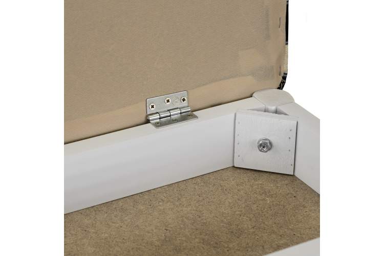 Банкетка Ретро с ящиком белый, ткань полоса синий-4