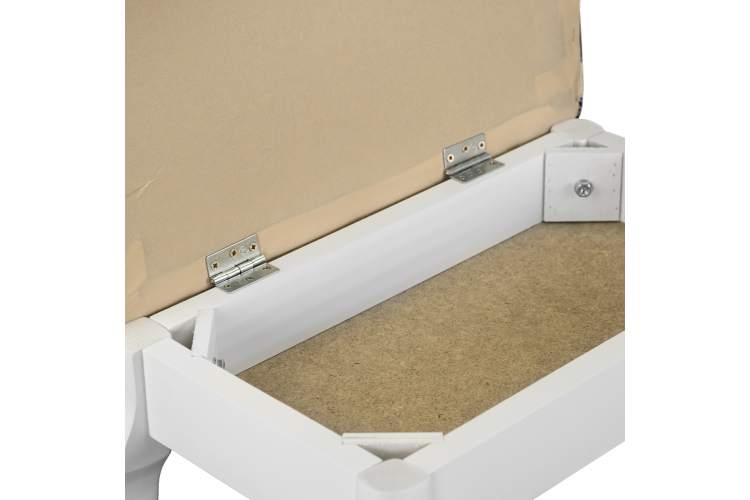 Банкетка Ретро с ящиком белый, ткань полоса синий-5