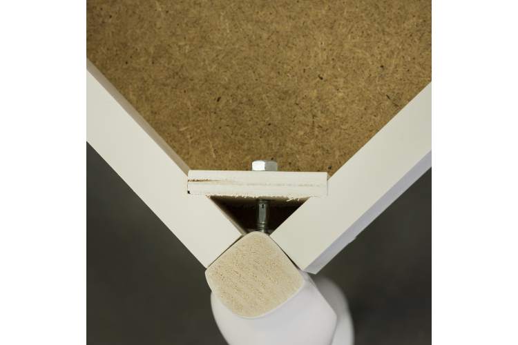 Банкетка Ретро с ящиком белый, ткань полоса синий-6