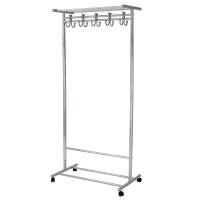 Вешалка напольная на колесах М 9 металлик с крючками