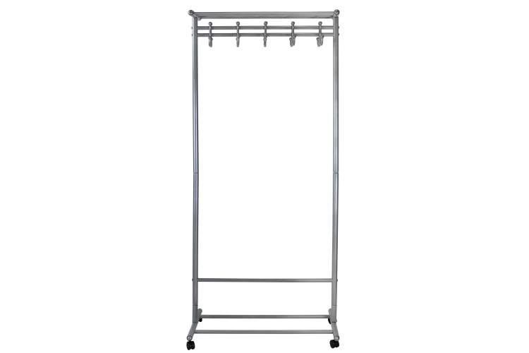 Вешалка напольная на колесах М 9 металлик с крючками-2