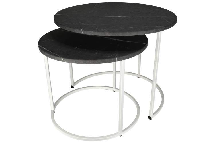 Стол журнальный МеталлАрт М001 черный мрамор/белый-1