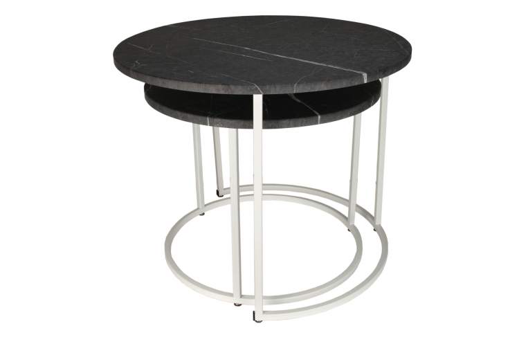 Стол журнальный МеталлАрт М001 черный мрамор/белый-2