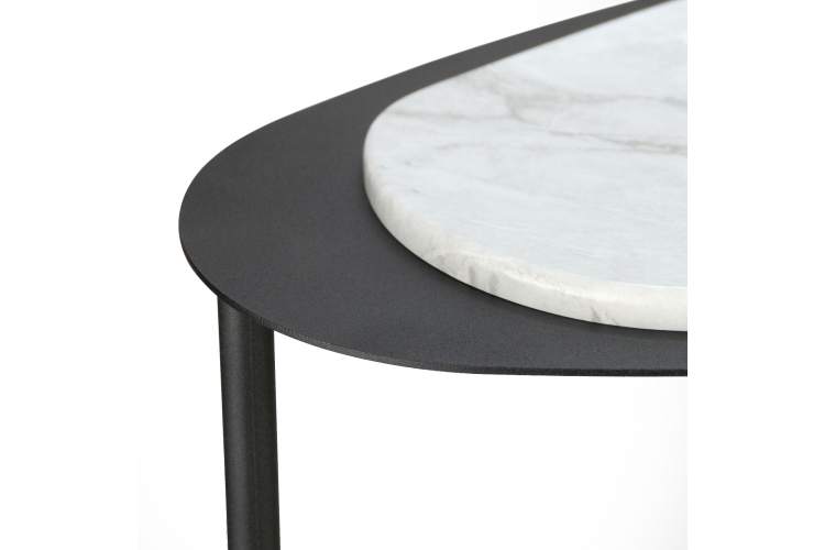 Стол журнальный МеталлАрт М024 белый мрамор/черный-3