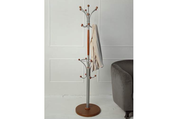 Вешалка напольная Д 2 металлик/ средне-коричневый-4