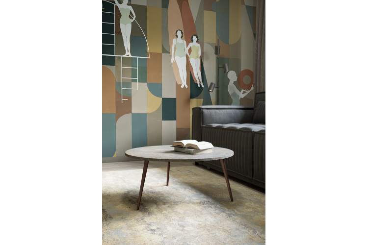 Стол журнальный Рикон гранж/винный металлик-4