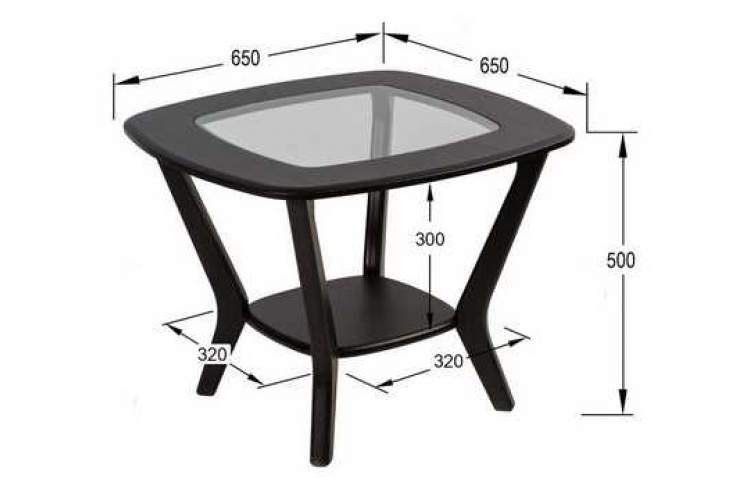 Стол журнальный Мельбурн со стеклом венге/венге-2