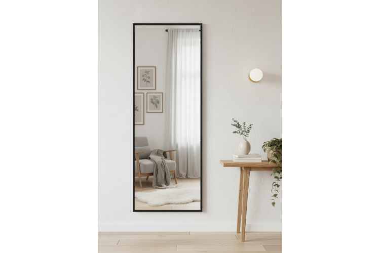 Зеркало настенное в раме Сельетта-5, черный 150 см х 50 см-2