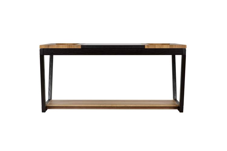 Стол журнальный BeautyStyle 33 дуб вотан/черный/стекло черное-3