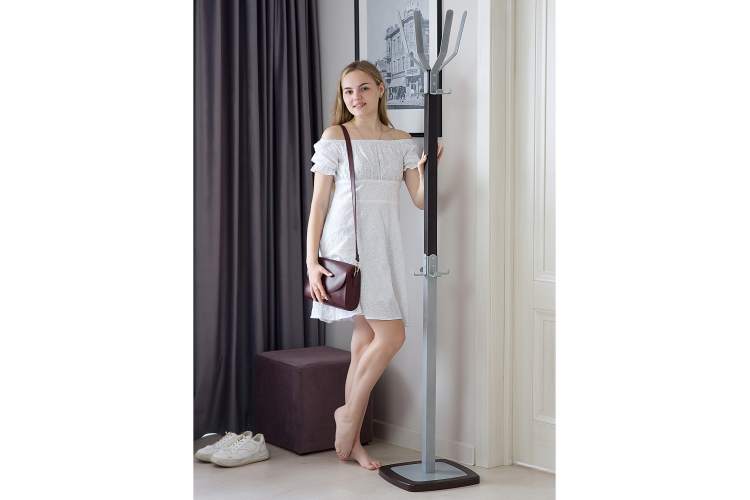 Вешалка напольная Босс 5 темно-коричневый/металлик-13