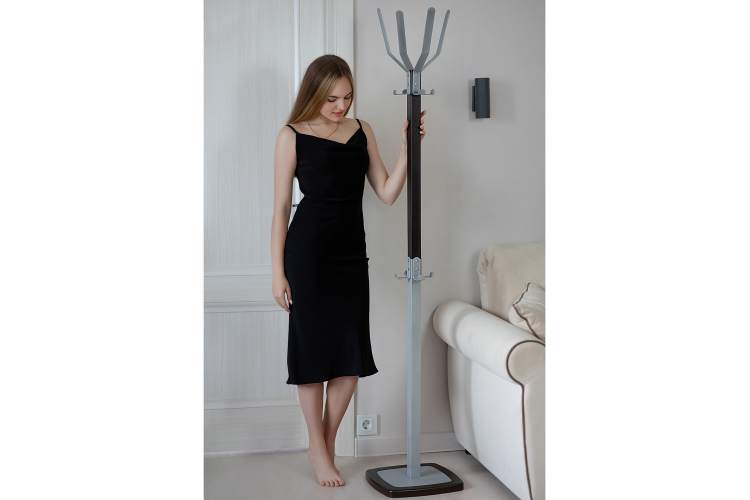 Вешалка напольная Босс 5 темно-коричневый/металлик-14