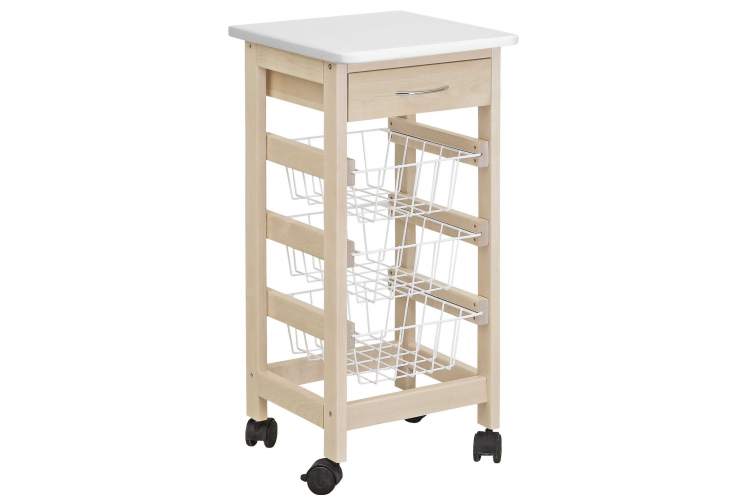 Тумба с ящиком и корзинами белый/лак