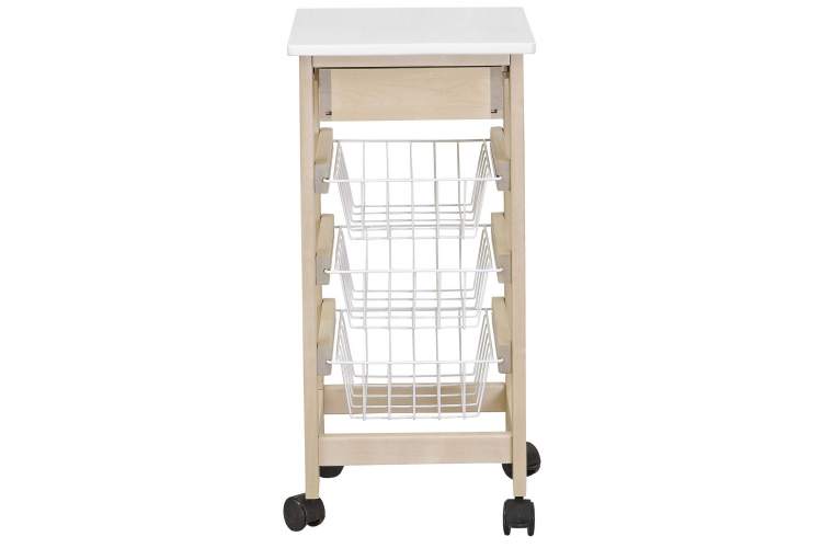 Тумба с ящиком и корзинами белый/лак-2