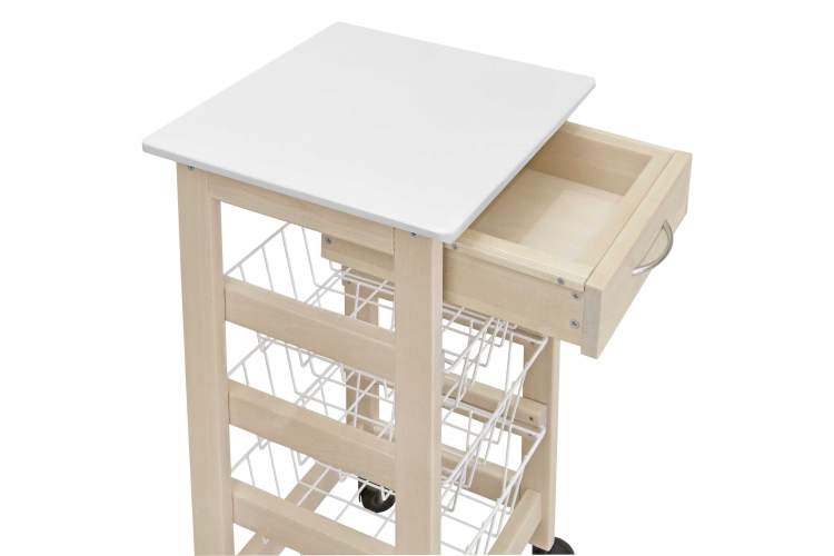 Тумба с ящиком и корзинами белый/лак-4