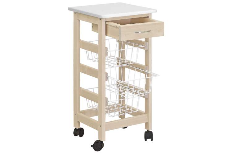 Тумба с ящиком и корзинами белый/лак-5