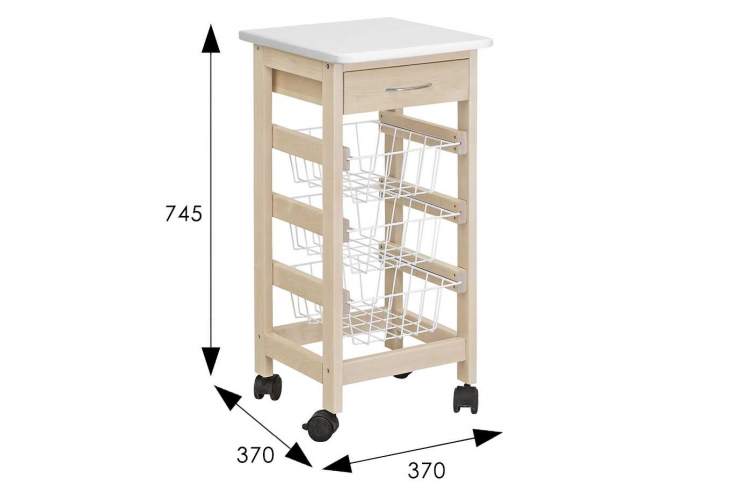 Тумба с ящиком и корзинами белый/лак-6