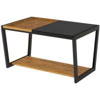 Стол журнальный Трисс дуб американский/черная лакобель/черный в гостиную