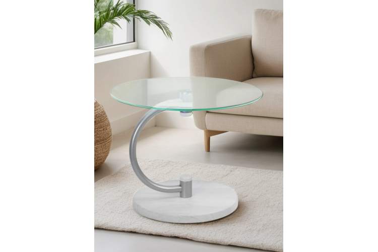 Стол журнальный Дуэт 13Н металлик/дуб дымчатый/прозр.-8