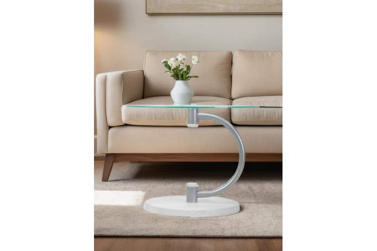 Стол журнальный Дуэт 13Н металлик/дуб дымчатый/прозр.-9