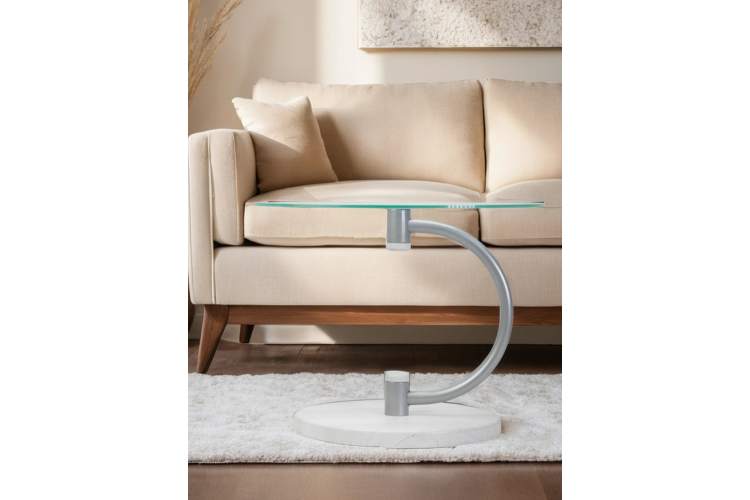 Стол журнальный Дуэт 13Н металлик/дуб дымчатый/прозр.-10