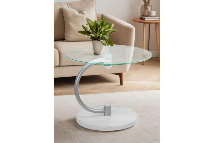 Стол журнальный Дуэт 13Н металлик/дуб дымчатый/прозр.-11