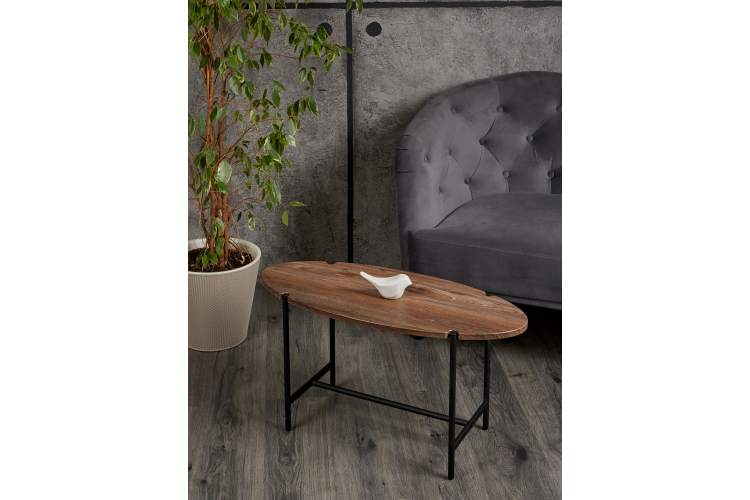 Стол журнальный МеталлАрт М025 коричневый дуб/черный-8