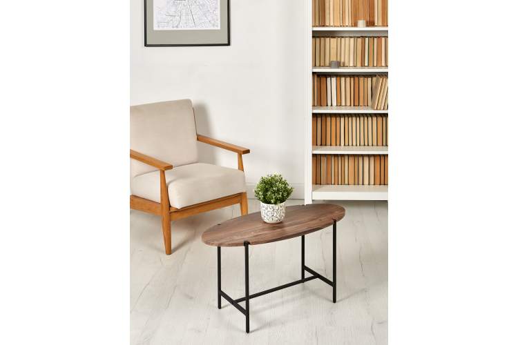 Стол журнальный МеталлАрт М025 коричневый дуб/черный-9