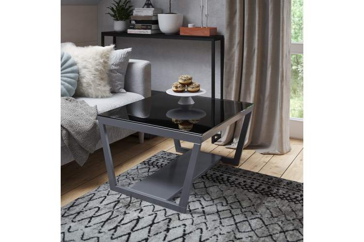 Стол журнальный BeautyStyle 1 серый графит/стекло черное-2