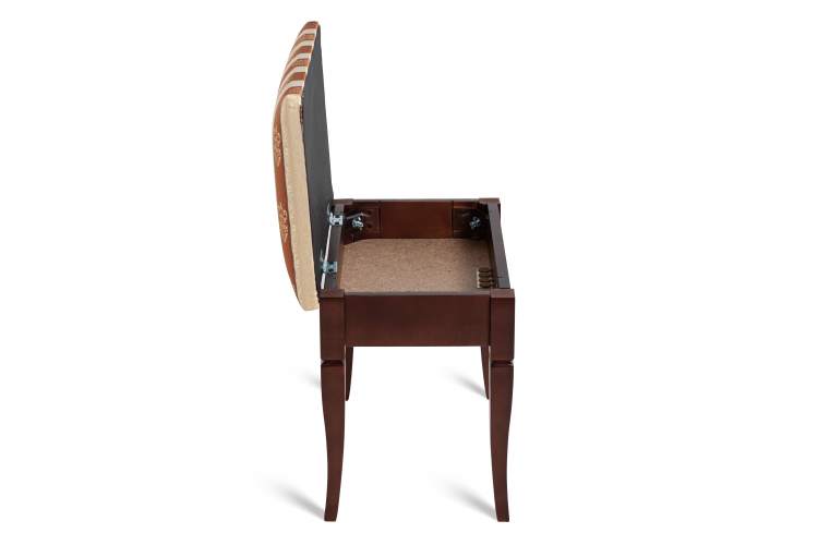 Банкетка Ретро М с ящиком средне-коричневый, ткань полоса коричн.-7