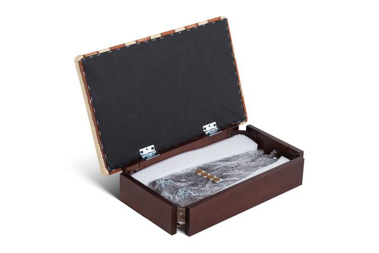 Банкетка Ретро М с ящиком средне-коричневый, ткань полоса коричн.-8