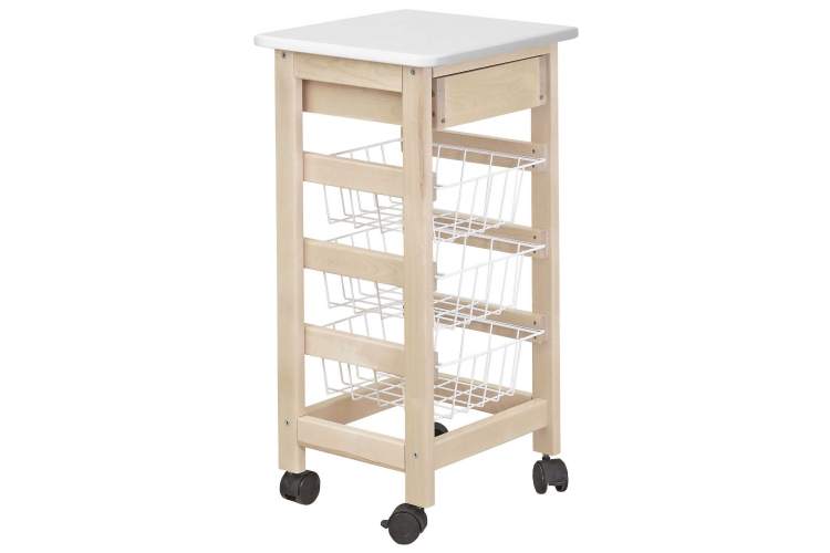 Тумба с ящиком и корзинами белый/лак-1