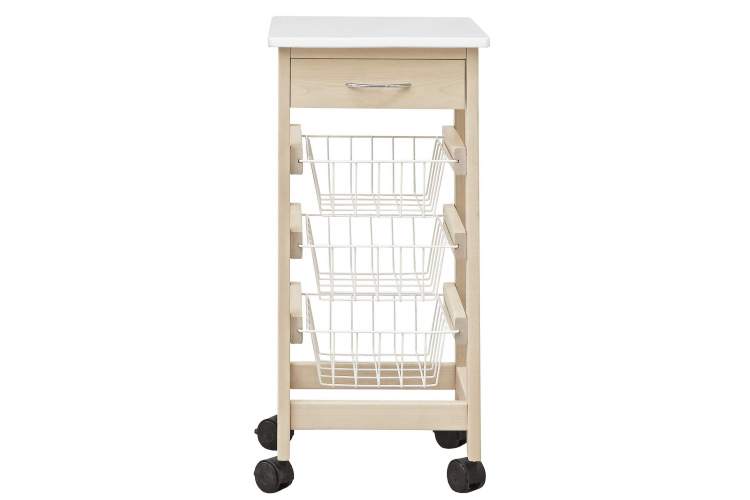 Тумба с ящиком и корзинами белый/лак-3