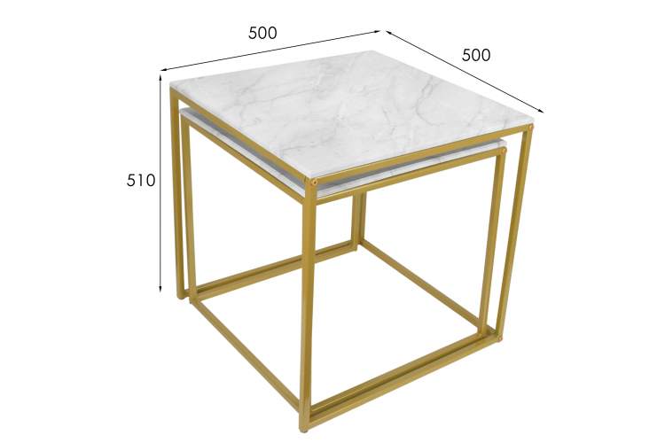 Стол журнальный МеталлАрт М002 белый мрамор/золото-16