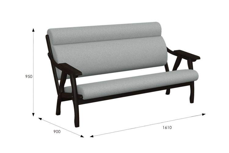 Диван Вега 10 ткань серый, каркас венге-5