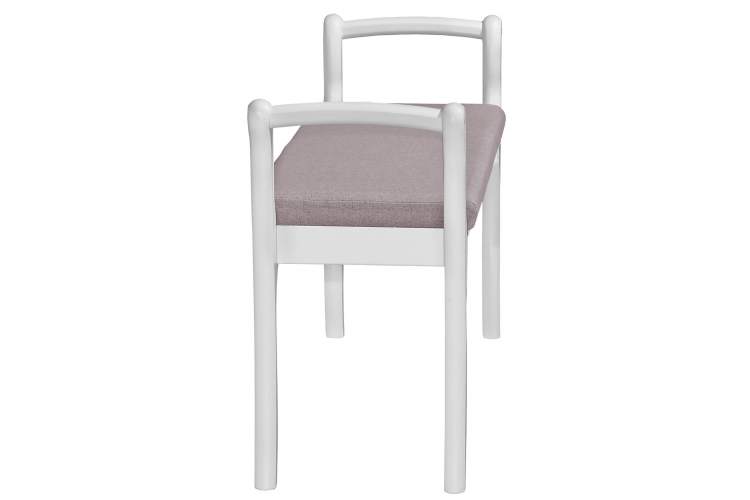 Скамья для прихожей с подлокотниками мягкая, ткань серо-розовый, каркас снег-1