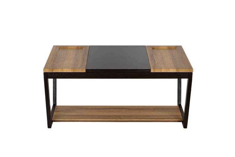 Стол журнальный BeautyStyle 33 дуб вотан/черный/стекло черное-2