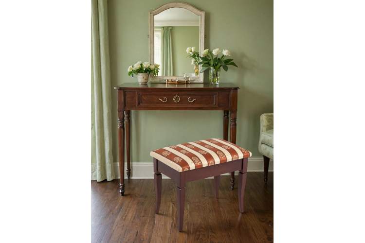 Банкетка Ретро М с ящиком средне-коричневый, ткань полоса коричн.-10