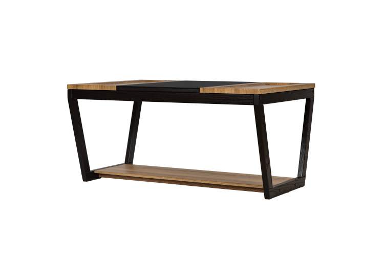 Стол журнальный BeautyStyle 33 дуб вотан/черный/стекло черное-1