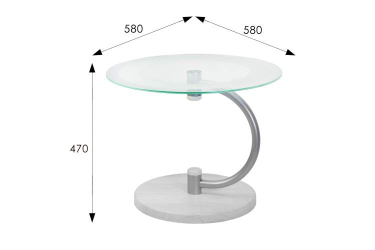 Стол журнальный Дуэт 13Н металлик/дуб дымчатый/прозр.-12