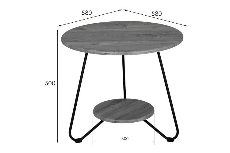 Стол журнальный BeautyStyle 38 орех гикори grey/черный-17