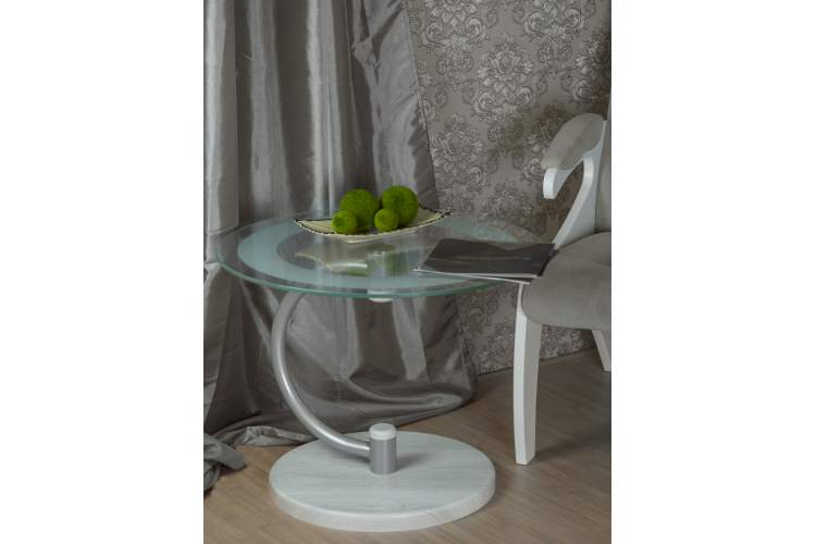 Стол журнальный Дуэт 13Н металлик/дуб дымчатый/прозр.-7