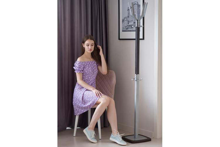 Вешалка напольная Босс 5 темно-коричневый/металлик-19