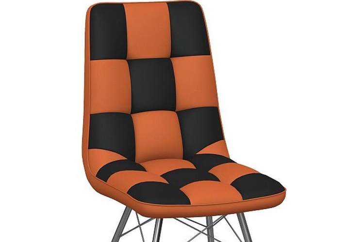 Стул «Бордо» двухцветный оранжево-коричневый, паук хром-3
