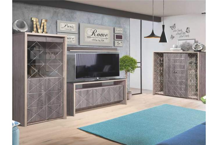 Тумба «Монако 3Д» КМК 0673.9, Сосна натуральная/Дуб шале графит-3