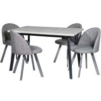 Обеденная группа (Стол Каспер и 4 стула Спайдер), ткань рогожка Графит