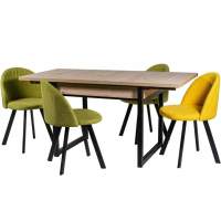 Обеденная группа (Стол Арт и 4 стула Спайдер), ткань Канди Олива