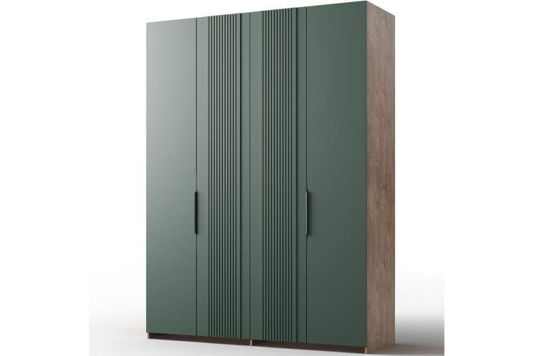 Шкаф «Герта» 4д КМК 0979.1, дуб канзас/зеленый матовый-1