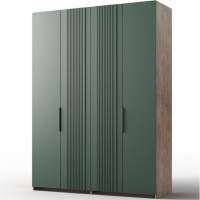 Шкаф «Герта» 4д КМК 0979.1, дуб канзас/зеленый матовый