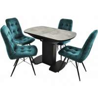 Обеденная группа (Стол Корсика Мрамор светлый и 4 Бордо Милано 08), черный